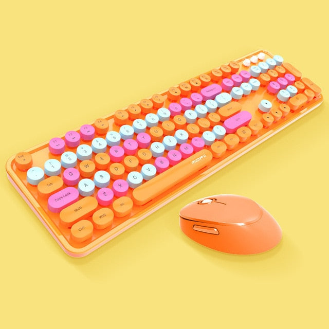 Wireless Candy Color Round Keycap Keyboard Set